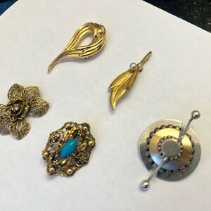 Five vintage and modern brooch pins all for $40